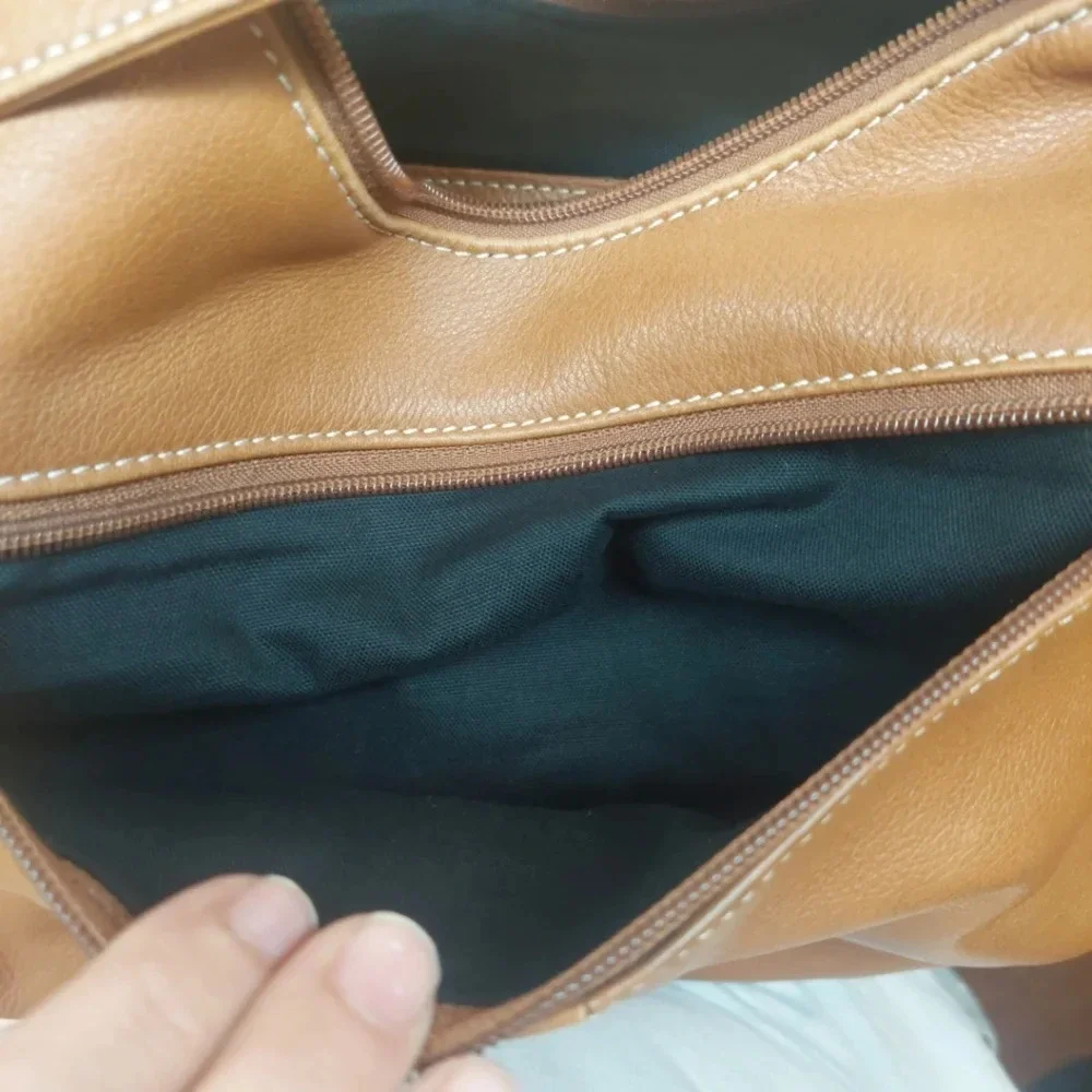 Tignanello Y2K Carmel brown leather handbag tote purse Euc!